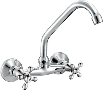 Смеситель для кухни, настенный с поворотным изливом, (цв.хром), 107 ZZ Latuno 105 L10709