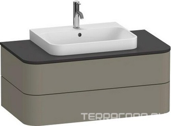 Тумба подвесная 1000х550 мм, 2 выдвижных ящика, (для ракаовины или консоли), (цв.92 каменно-серый шелковисто-матовый), Happy D2 Plus ZZ