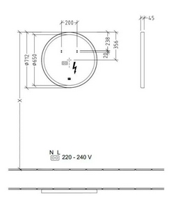 Зеркало кругл.712х712х45мм, в алюминиевой раме с LED подсветкой по периметру, крепёж в компл., (рама цв,White Matt),  ZZ Villeroy & Boch Subway 3.0 A4647100