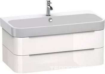 Тумба подвесная 975х480мм, 2 выдвижных ящика, (цв.22 белый глянцевый), Happy D.2 ZZ