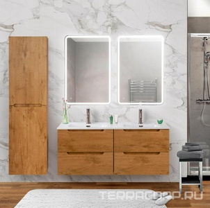 База под раковину подвесная с 4 выкатными ящиками, 1200x460x500мм, без раковины, (цв.Rovere Nature),  ZZ BelBagno Etna ETNA-1200-4C-SO-2-RN