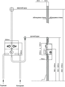 Смеситель для душа встраиваемый в стену, на 2 потребителя, (цв.вороненая сталь), Vincea ZZ Vincea Универсал VSCV-421GM
