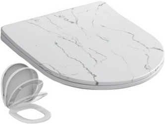 Сиденье для унитаза, с микролифтом, (цв.белый мрамор мат), SELLA Aria Tornado MMW ZZ