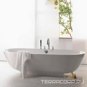 Ванна отдельност.из минер.литья 180х80хh52см,4 отв.д/смесителя,в компл.слив-перелив хром,выравнив.рама,декорат.щиток, Crono2.0 Burg ZZ Burgbad Crono 2.0 SEAO180C0001