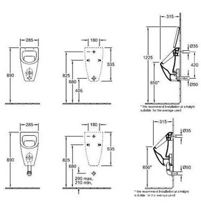 Писсуар 285x535x315мм,с отв. д/крепл.крышки, (без крышки, сифона...), скрытый подвод воды, крепёж в комп, (цв.R2 Star white ceramicplus), Subway2.0 KL Villeroy & Boch Subway 2.0 751301R2
