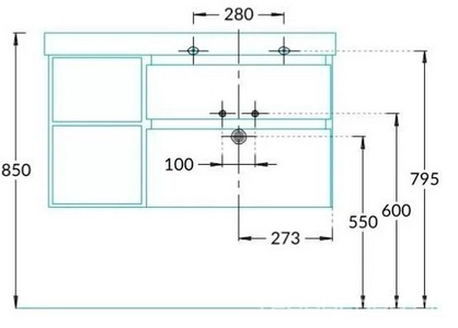 Тумба подвесная 90 см, правая, 2 выдвижных ящика + полки, без раковины, цв.белый матовый/орех Kerama Marazzi Cubo CUB.90.2Rh\WHTM.N