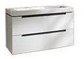 Тумба 787хh420х449мм, д/раковины 800мм,(2 выдв.отдел., 3 контейн.д/акс., 4 алюм.штанги, 2стекл.перег., креп.в комп.,(цв. DH Glossy White) Subway 2.0ZZ