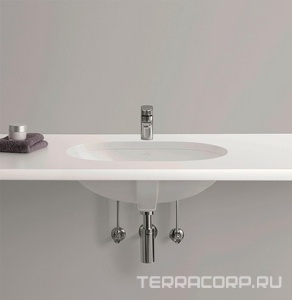 Раковина встраиваемая снизу, 530х320мм, без отв.д/смесит., с переливом, крепёж в компл., (цв. 01 белый),  Villeroy & Boch O.Novo 41625001