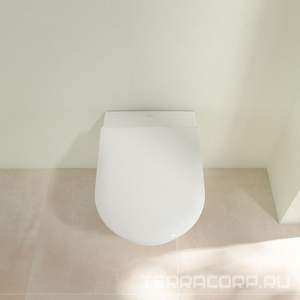Унитаз подвесной 370х560мм, безободковый, скрытый крепёж "SupraFix", сиденье Slim с микролифтом в компл.,(цв.R1 White cer+),  Villeroy & Boch Subway 2.0 5614R2R1