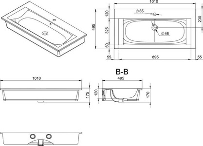 Раковина Spirit 100 см, 2.0 крепеж в комплекте, цвет белый ZZ AMPM Spirit 2.0 M70AWCC1002WG