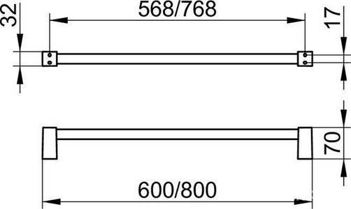 Полотенцедержатель 800мм, (цв.хром),  ZZ Keuco Smart.2 14701 010800