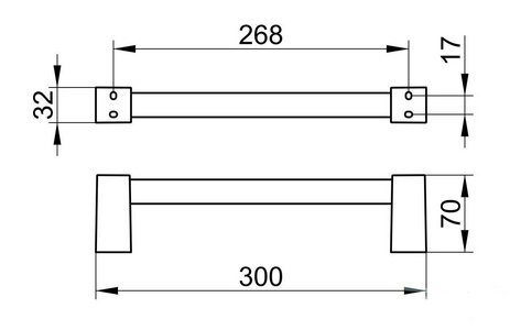 Поручень (полотенцедержатель) 300мм, (цв.хром),  ZZ Keuco Smart.2 14707 010000