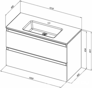 Тумба под раковину, с двумя выкатными ящиками, 1000х460хh643мм, без раковины, (цв.антрацит матовый),  ZZ Allen Brau Eclipse 2.0 1.E1003.AM 2.0