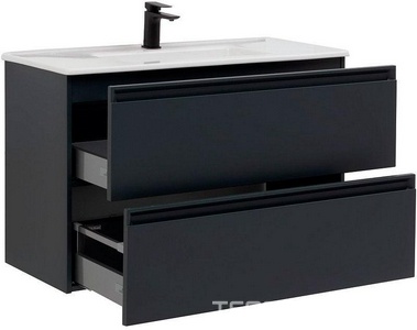 Тумба под раковину, с двумя выкатными ящиками, 1000х460хh643мм, без раковины, (цв.антрацит матовый),  ZZ Allen Brau Eclipse 2.0 1.E1003.AM 2.0