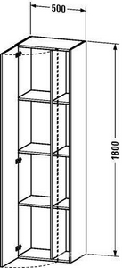 Пенал 500хh1800х360мм, 1 распашная дверца, 3 полки, петли справа, (цв. 52 Европейский дуб),  ZZ Duravit DuraStyle DS 1249 52 R