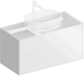 Тумба подвесная 100 см, с 2 выдвижных ящика Push-to-Open, БЕЗ столешницы и раковины, цв.белый глянец Kerama Marazzi Plaza PLB.M.100.2\WHT.V