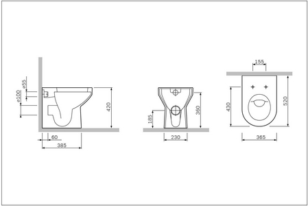 Приставной унитаз для скрытого бачка, горизонтальный выход, без крышки-сидения, ZZ AMPM Spirit 2.0 C701438WH