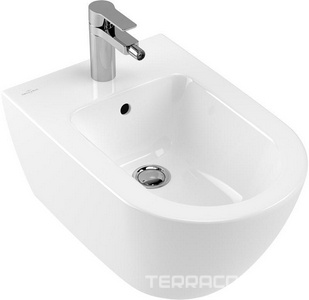 Биде подвесное 375х565мм, с 1 отв.д/смес., крепёж в компл., (цв. R1 white ceramicplus),  Villeroy & Boch Subway 2.0 540000R1