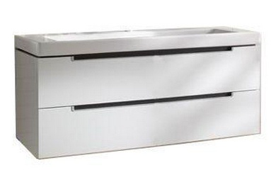 Тумба 987хh420х449мм, д/раковины 1000мм,(2 выдв.отдел., 3 контейн.д/акс., 4 алюм.штанги, 2стекл.перег.,креп.в комп.,(цв. DH Glossy White) Subway 2.0ZZ