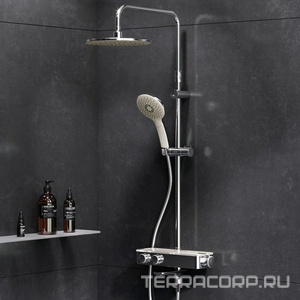 Душевая стойка  для душа с термостатом (душевой шланг/душевая лейка/аэратор/держатель для душа/переключатель потоков), цв. хром  ZZ AMPM Inspire 2.0 F0750A500