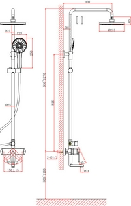 Душевая стойка для ванны/душа, поворотный излив, верхний душ + ручной душ, цв.хром D&K Bayern.Furth DA1523701B18