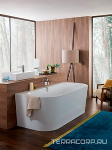 Ванна с задней стенкой (пристенная с П-образн.панелью),1800х800хh460/620мм,(кварил цв.01 белый),слив-перел.Push Open цв.хром+белый в комп,Oberon2.0ZZ Villeroy & Boch Oberon 2.0 UBQ180OBR9CD00V-01