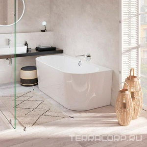 Ванна с задней стенкой (пристенная с П-образн.панелью),1800х800хh460/620мм,(кварил цв.01 белый),слив-перел.Push Open цв.хром+белый в комп,Oberon2.0ZZ Villeroy & Boch Oberon 2.0 UBQ180OBR9CD00V-01