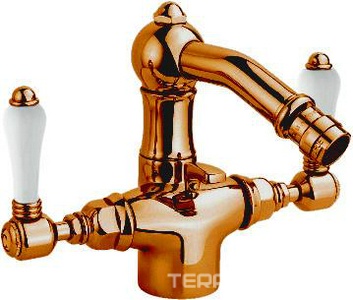 Смеситель для биде на 1 отв. с д/к (цв.бронза/ручки керамич.белые), Nicolazzi ZZ Nicolazzi P.M.Blanc 1434 BZ 78