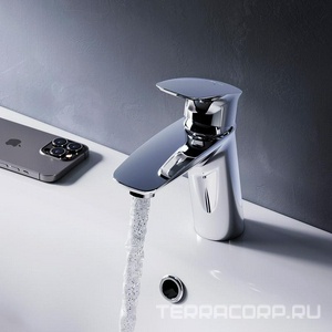 Смеситель для раковины ,  БЕЗ донного клапана, с установочным комплектом, хром AMPM Spirit 2.1 F71A02100