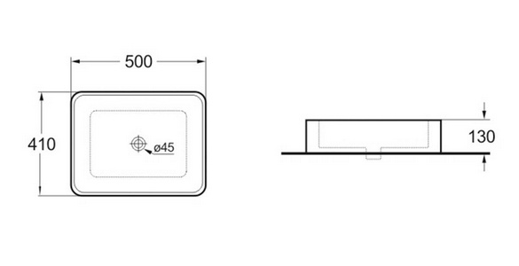 Раковина накладная 500х410х130 мм, без отверстия для смесителя, без перелива, (цв черный матовый), Vincea ZZ Vincea Раковины VBS-105MB