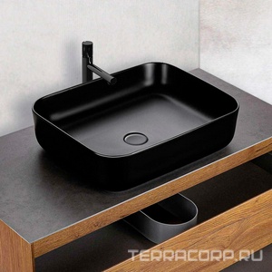 Раковина накладная 500х410х130 мм, без отверстия для смесителя, без перелива, (цв черный матовый), Vincea ZZ Vincea Раковины VBS-105MB