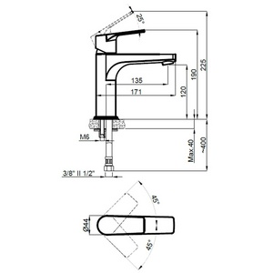 Смеситель для раковины без д/к, цвет черный матовый Azario Azario AZ-156845024