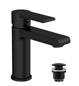 Смеситель для раковины, донный клапан click clack в комплекте, цв.черный матовый Cersanit Brasko 63107