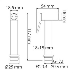 Гигиеническая лейка с держателем, цв.золото глянец, ZZ Wasserkraft Sauer A216