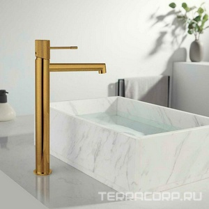 Смеситель для раковины, Высокий, без д/к, (цв.брашированное золото),  ZZ Vincea Desire VBF-1D2BG