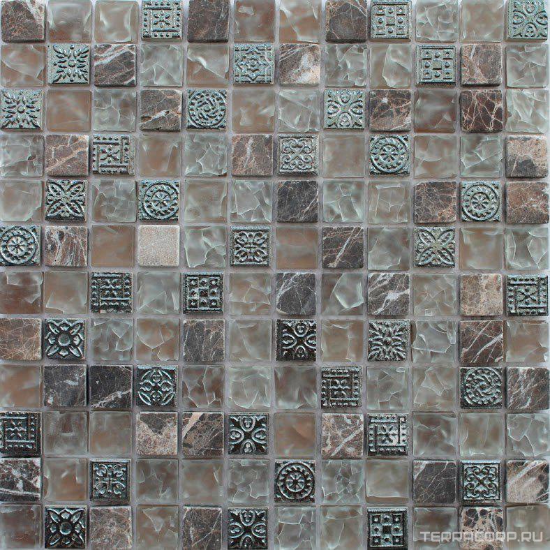 Мозаика Мастера Керамики Glass Мозаика 010 (чип 23x23) 30х30 Коричневый, фото 3