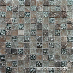 Мозаика Мастера Керамики Glass Мозаика 010 (чип 23x23) 30х30 Коричневый 