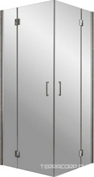 Душевое ограждение AFA-Lux 100x100x1995, двери распашные, профиль матовый хром, стекло прозрачное, БЕЗ покрытия ZZ