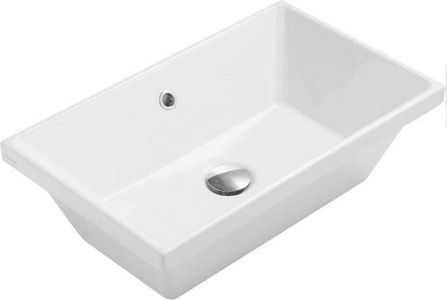 Раковина встраиваемая в столешницу сверху, прямоугольная 550х340хh170мм, без отв.д/смесит., с переливом,  ZZ Globo Stockholm FO056.BI