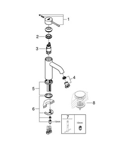 Смеситель для раковины БЕЗ донного клапана, гибкие шланги (хром) Grohe Essence New 23590001
