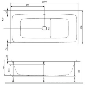Ванна акриловая  180x80 см, без каркаса и слива-перелива AMPM FUNC W84A-180-080W-A