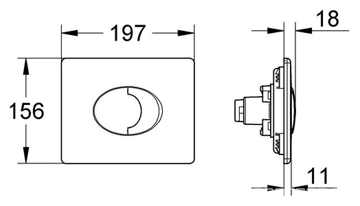 Накладная панель, 2 объема смыва + старт/стоп, горизонтальная, мат.хром ZZ Grohe Grohedal 38506P00