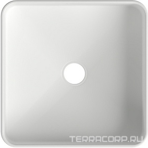 Раковина накладная на столешницу, квадрат, 370x370хh135мм, без отв.д/смесит., без перелива, (цв.белый матовый),  ZZ Aqueduto Espiral ESP0320