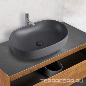 Раковина накладная 600х400хh135мм, без отверстия для смесителя, без перелива, (цв.антрацит матовый), Vincea ZZ Vincea Раковины VBS-113MA