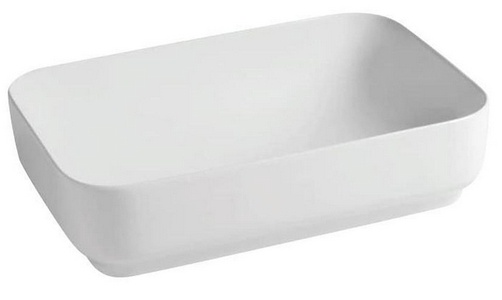 Раковина накладная на столешн. прямоугольн. 545х345хh100мм, без отв.д/смес,без перелива,литой камень S-Sense, глянец цв.белый,  01 ZZ Salini Callista 1101104G