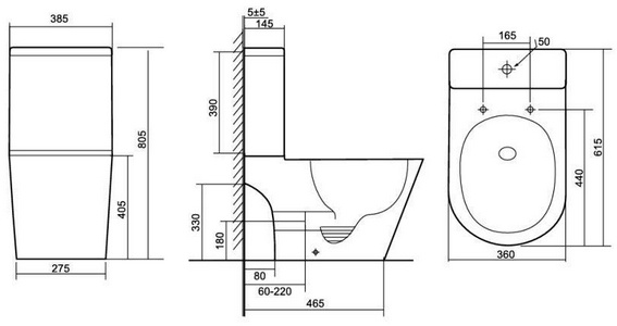 Унитаз напольный с бачком, безободковый, круговой смыв торнадо, цвет белый, с крышкой-сиденьем микролифт Aqua Nero Areta AN-001S