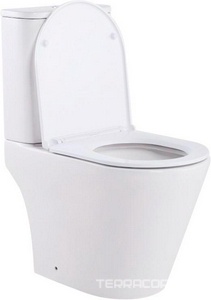 Унитаз напольный с бачком, безободковый, круговой смыв торнадо, цвет белый, с крышкой-сиденьем микролифт Aqua Nero Areta AN-001S