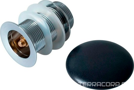 Донный клапан для сливного отверстия раковин, универсальный, незапираемый, G 1 1/4, (пластик, крышка  слива керамика цв.черный матовый),  ZZ Allen Brau Fantasy 5.11001.31