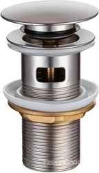 Донный клапан для сливного отверстия раковин с переливом, нажимной Clic-Clac, G 1 1/4, (металл цв. браш.никель), Priority