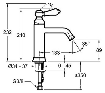 Смеситель для раковины , без донного клапана в комплекте, хром Jacob Delafon LOUISE E24360-CP